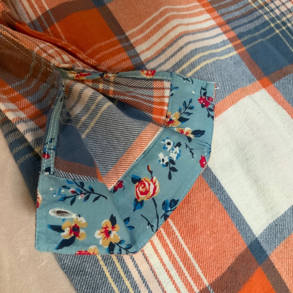Sundance Orange Blue White Plaid M Long Shirt Dress or Jacket Coastal - Picture 5 of 10